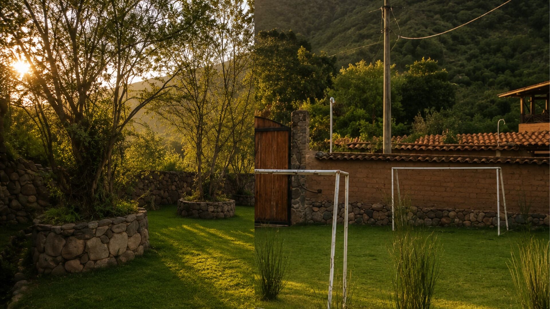 Cancha de fútbol al aire libre dentro de la propiedad