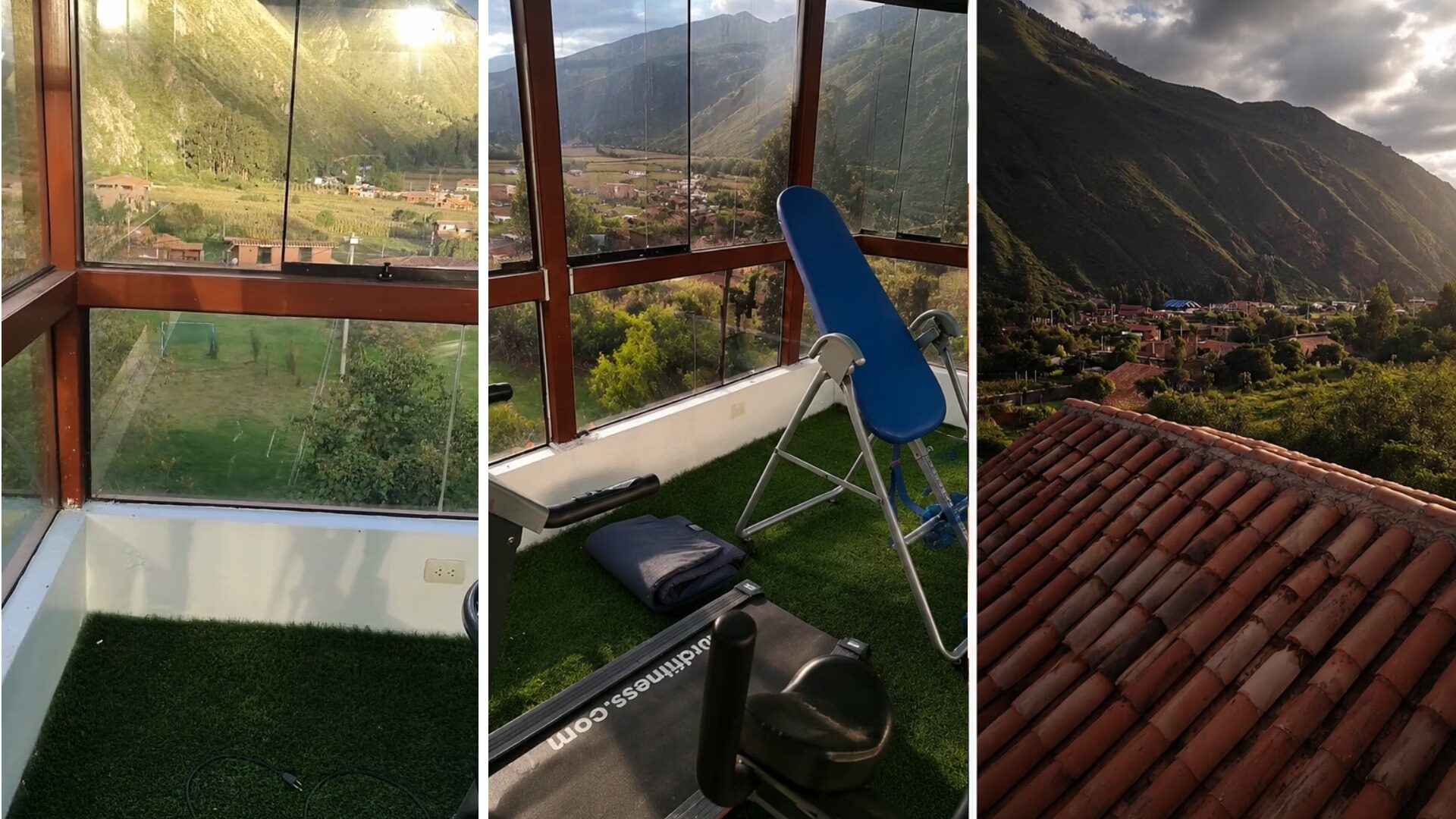 Mirador acristalado del cuarto piso con vista panorámica al Valle Sagrado